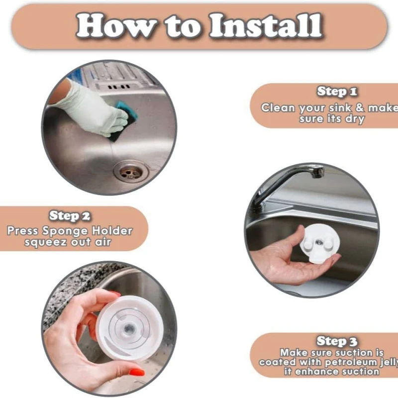 يبتسم الإسفنج فرشاة الرف مناسبة للأب الإسفنج فرشاة شفط كأس حامل بالوعة المطبخ شماعات أدوات تخزين المطبخ لوازم