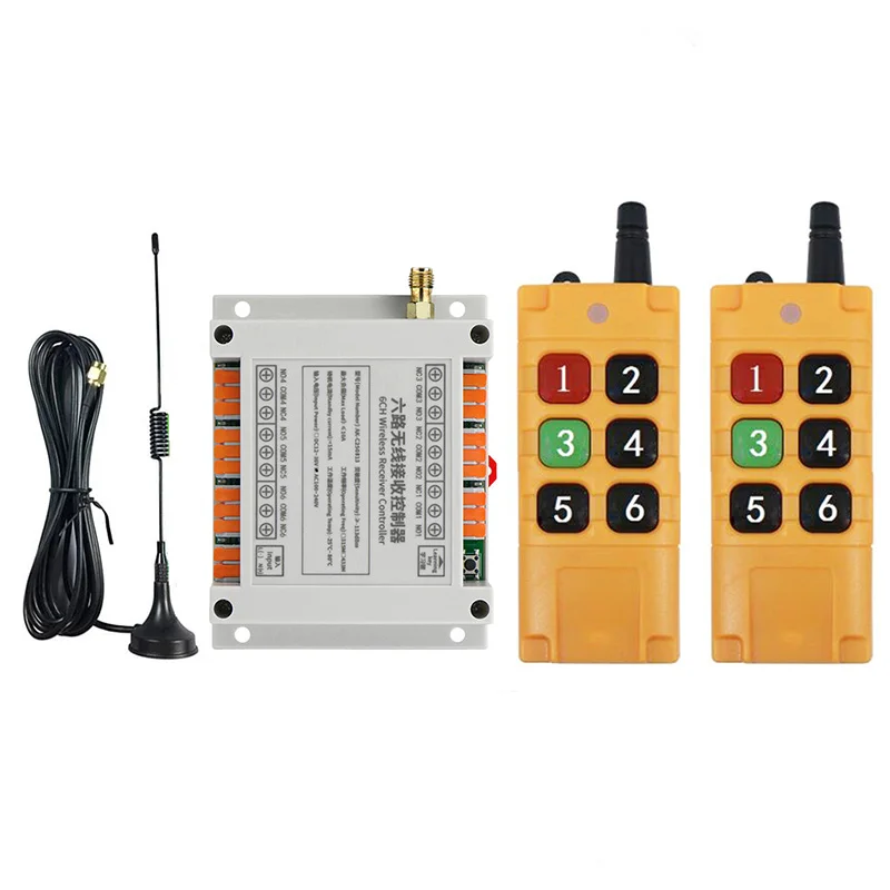 433mhz DC 12V 24V 36V 6CH 6 Channel RF Wireless Remote Control System Receiver Transmitter Universal power industrial 20-2000m