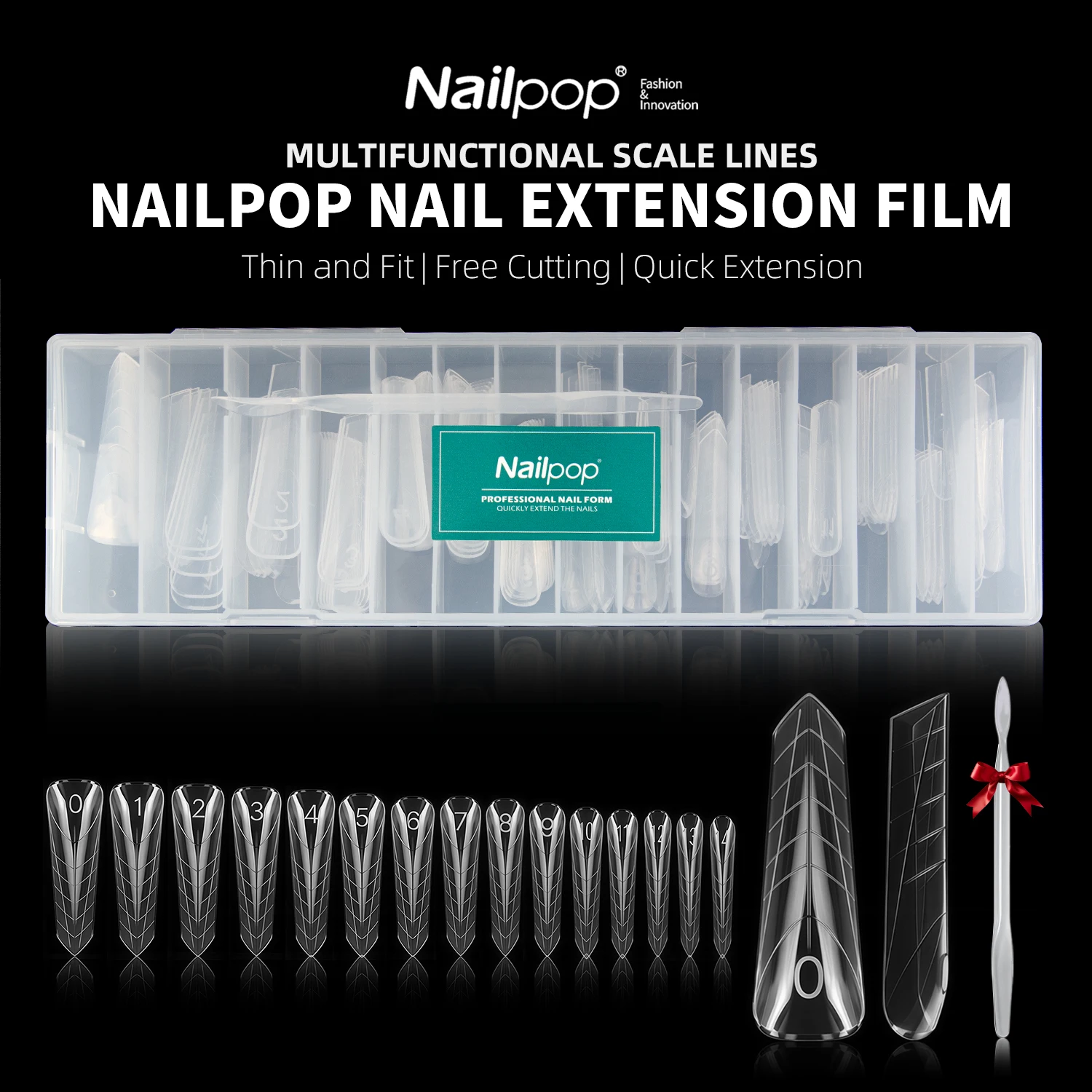 

Прозрачная пленка для наращивания ногтей Nailpop, 150 шт., 15 размеров, формы для ногтей в форме пирамиды для геля, акрила, маникюра, профессиональные инструменты