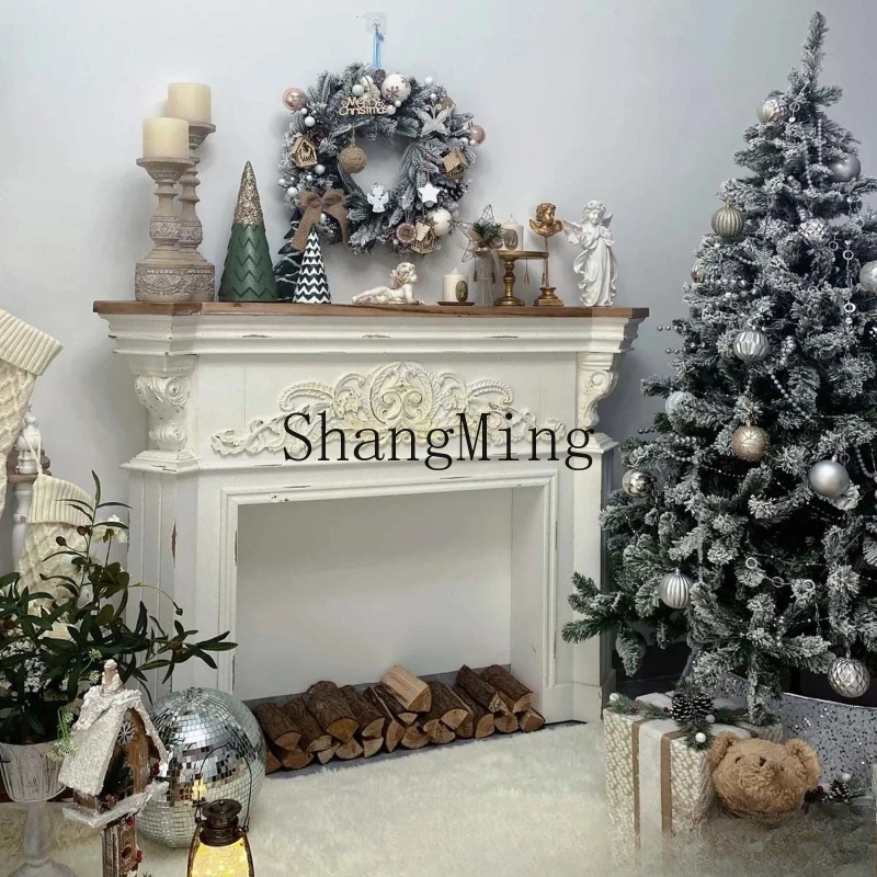 

FG retro fireplace decoration mantel villa bed and breakfast living room entrance type engraving photography