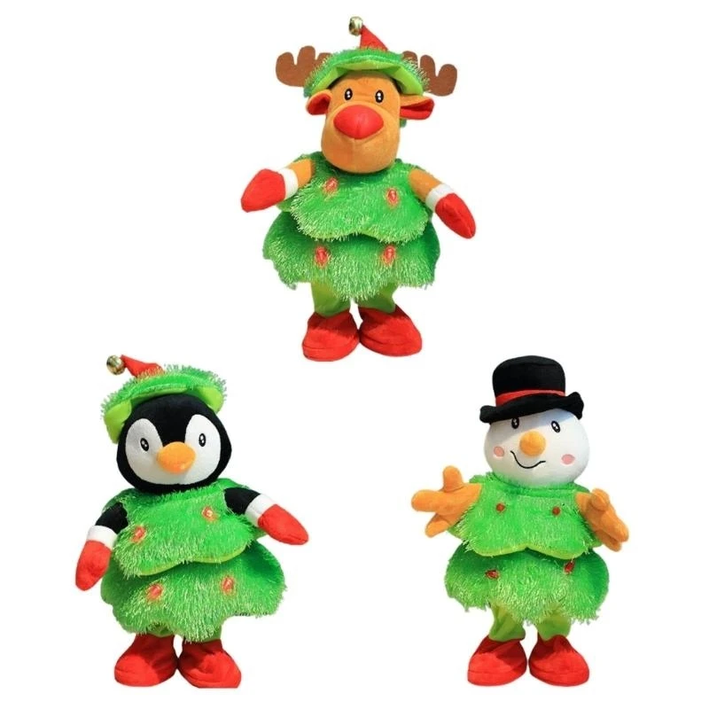 小刻みに動くクリスマスツリー ダンシングドール ぬいぐるみ 暖炉の装飾 子供用好意 15UB