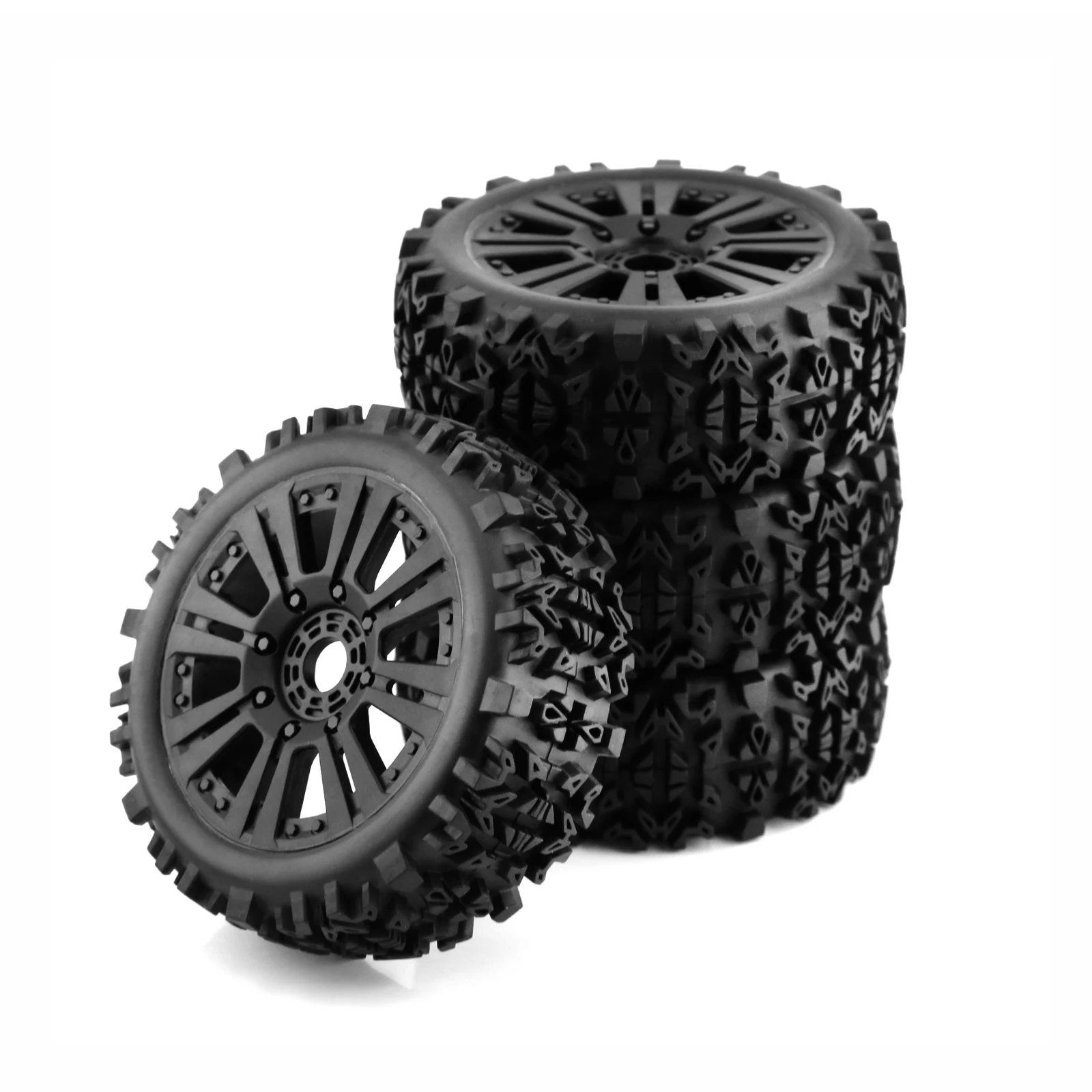 1/8 Scale RC Buggy Tires 17mm Hex RC Wheels and Tires 17mm Hex for Arrma Typhon 6S 3S Talion 6S, Team Losi 8IGHT, HPI 4PCS