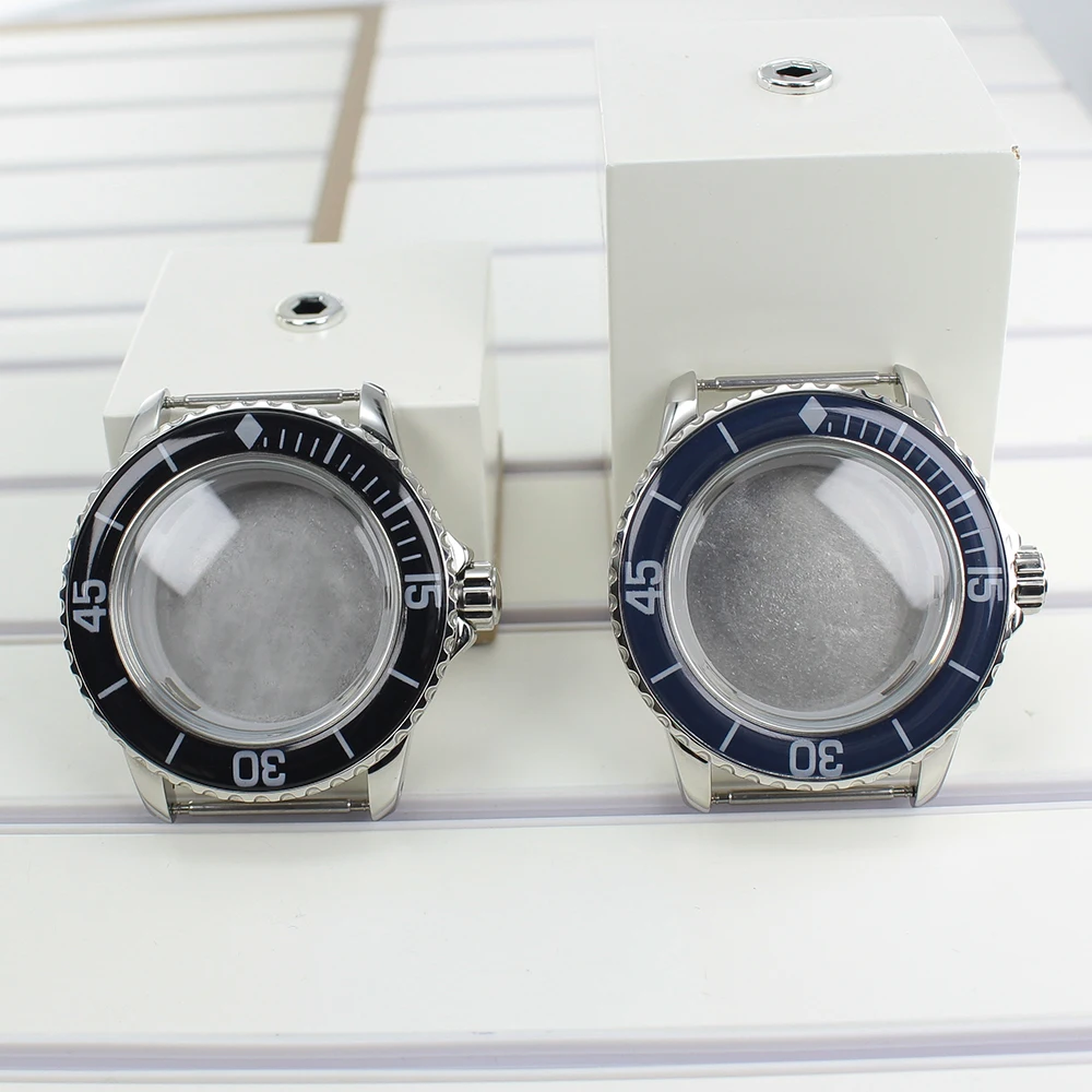 

Silvery 45mm 100m Waterproof Watch Case Stainless Steel For 50 FATHOMS NH34 NH35 NH36 Movement NH35 Cases Watch MOD Accessories