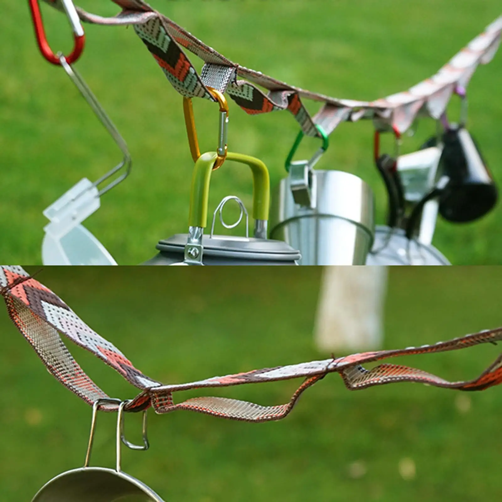 Outdoor Camping Storage Strap with Hooks Nylon Rope Hanger Organizer for Tent Fixing and Camp Accessories