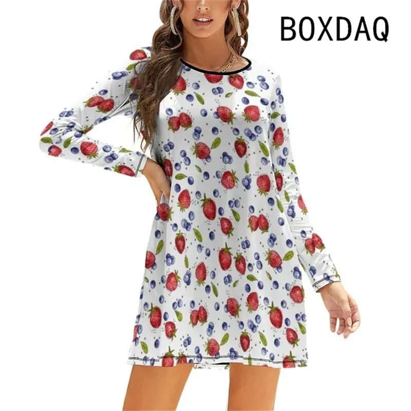 Honey Bee Sunflower Peony Floral Printed Dress Long Sleeve O-Neck Casual A-Line Dress Big Size Female Vintage Elegant Lady Dress