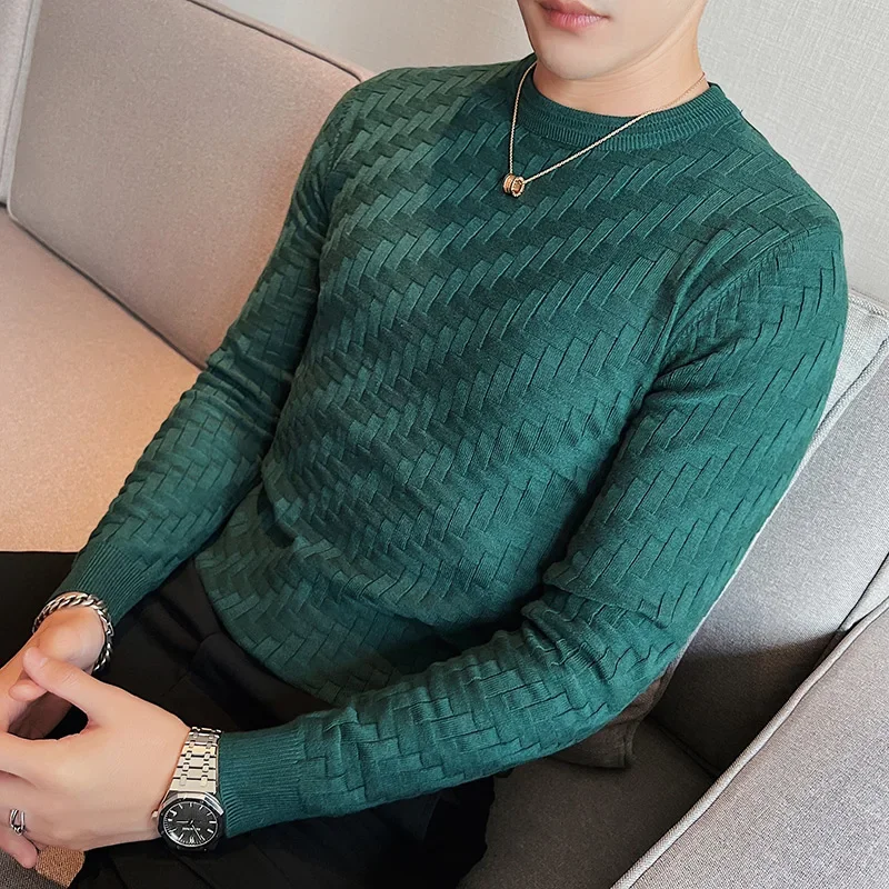 

2023 Men Clothing Autumn Winter Fashion Sweaters Men Thin Sweaters Casual O- Neck Solid Warm Slim Fit Knit Shirt Male Pullover