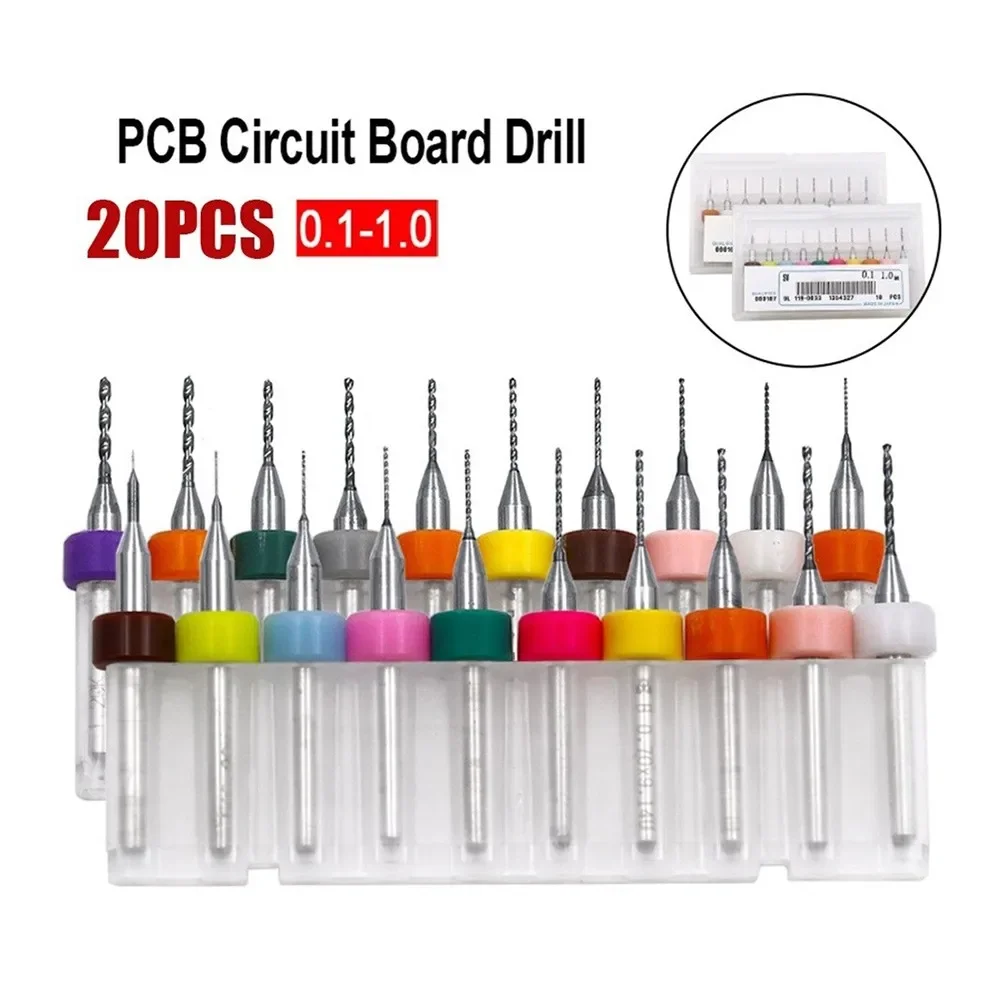 Multi functional PCB Drill Bits Set 20PCS Mini Board Print Drills Suitable for SMT CNC Board and Plastic Processing
