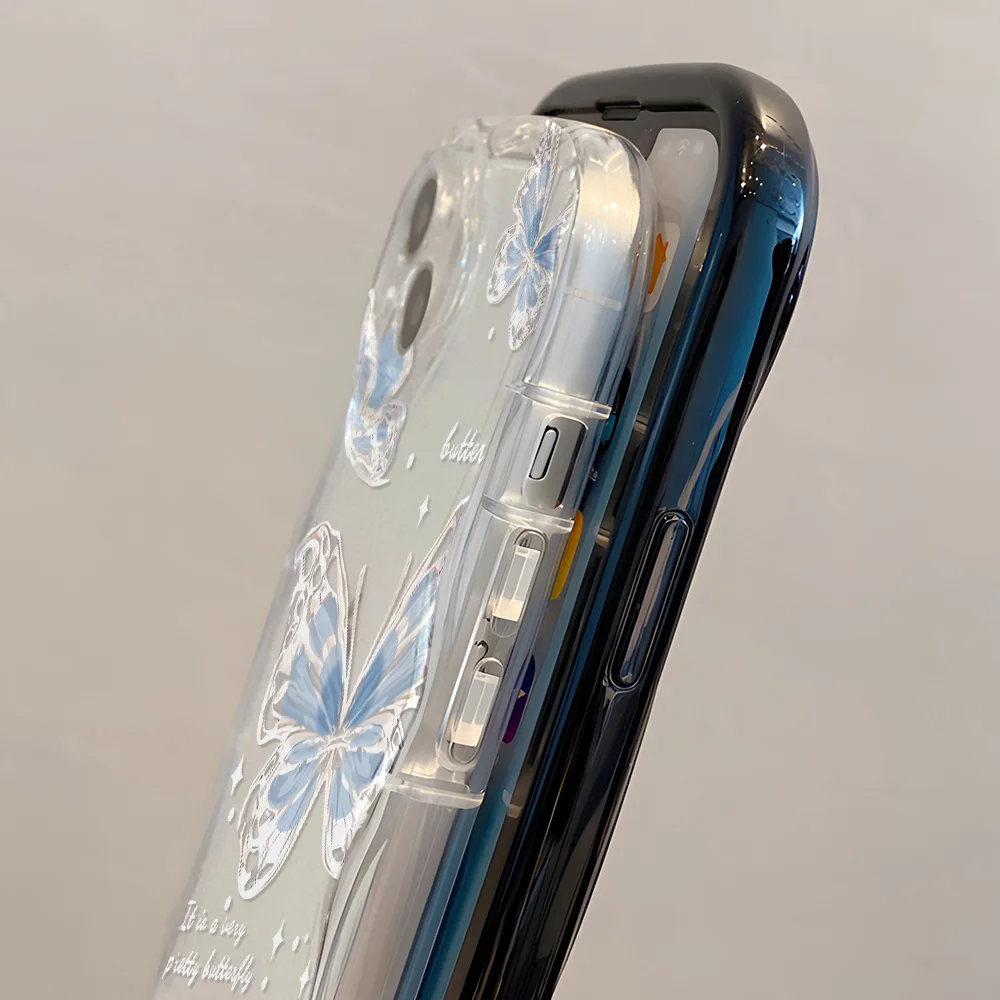 Clear Soft Curly Wave Case For Samsung A55 5G A54 A53 A52 A35 A34 A32 4G A24 A23 A22 A14 A13 S23 S22 S21 S20 FE S24 Ultra Cover