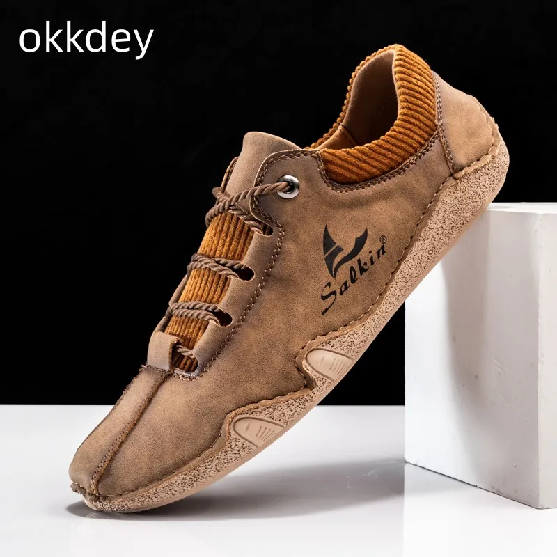 Handmade Leather Shoes Men Casual Sneakers Casual Leather Loafers Round Toe  Men Sports  Footwear Best Sellers In 2023 Products