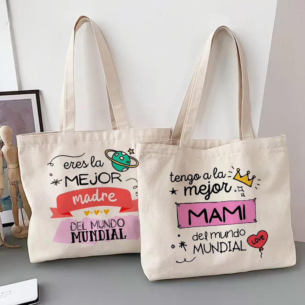 „I Have A Best Mom in The World“-Schriftzug auf bedruckter Damen-Umhängetasche aus Canvas, Einkaufstasche für Frauen, Geschenke zum Muttertag, Geburtstagsgeschenke für Mütter