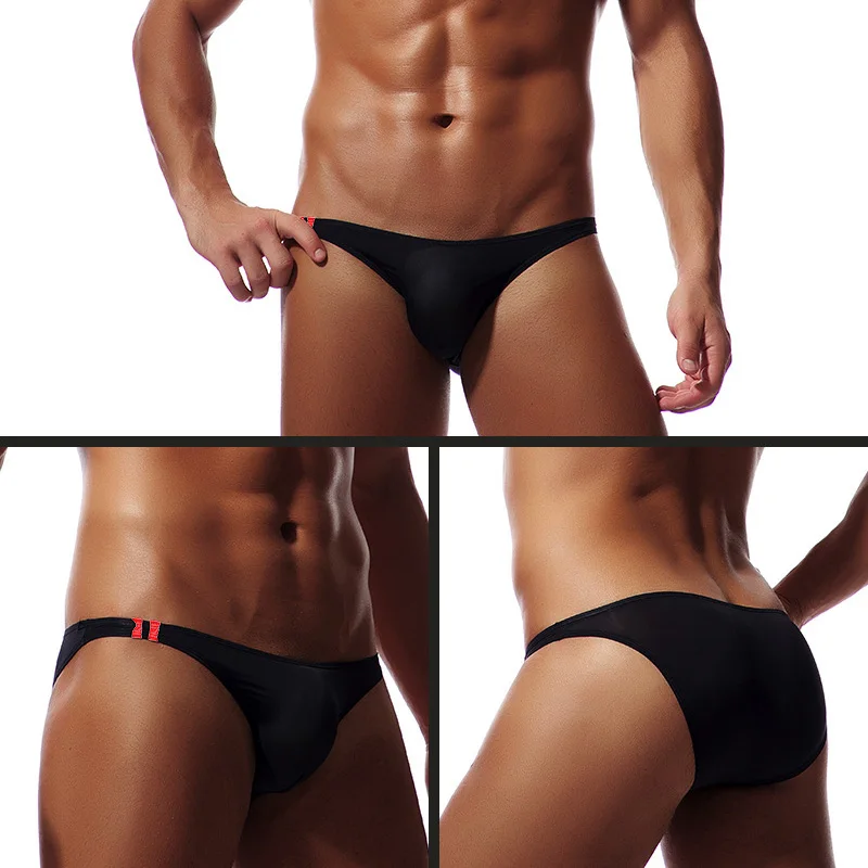 Summer Men\\\\\\\'s Sexy Bikini Briefs Low Waist Seamless Underwear Hip Lift Mini Thongs Beach Swim G-String Solid Thin Knickers