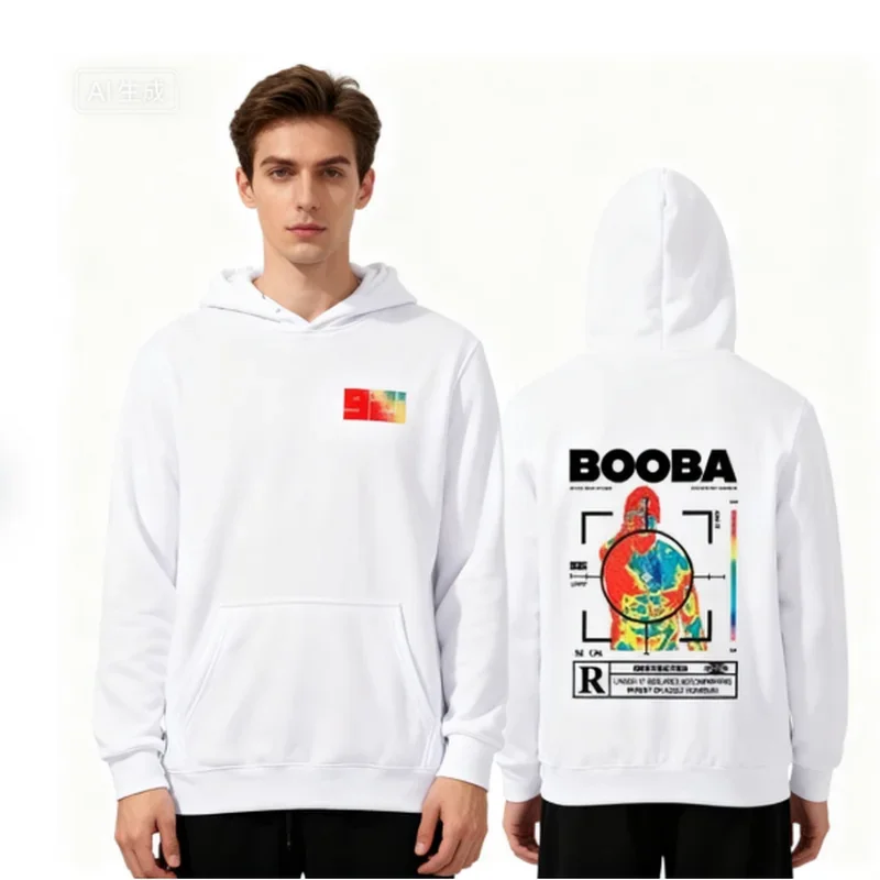 B2O هوديس الرجال موضة ملابس منقوشة بكم طويل بلوزات المرأة عادية Harajuku الشارع الشهير بلوزات هودي البلوفرات سوداديراس