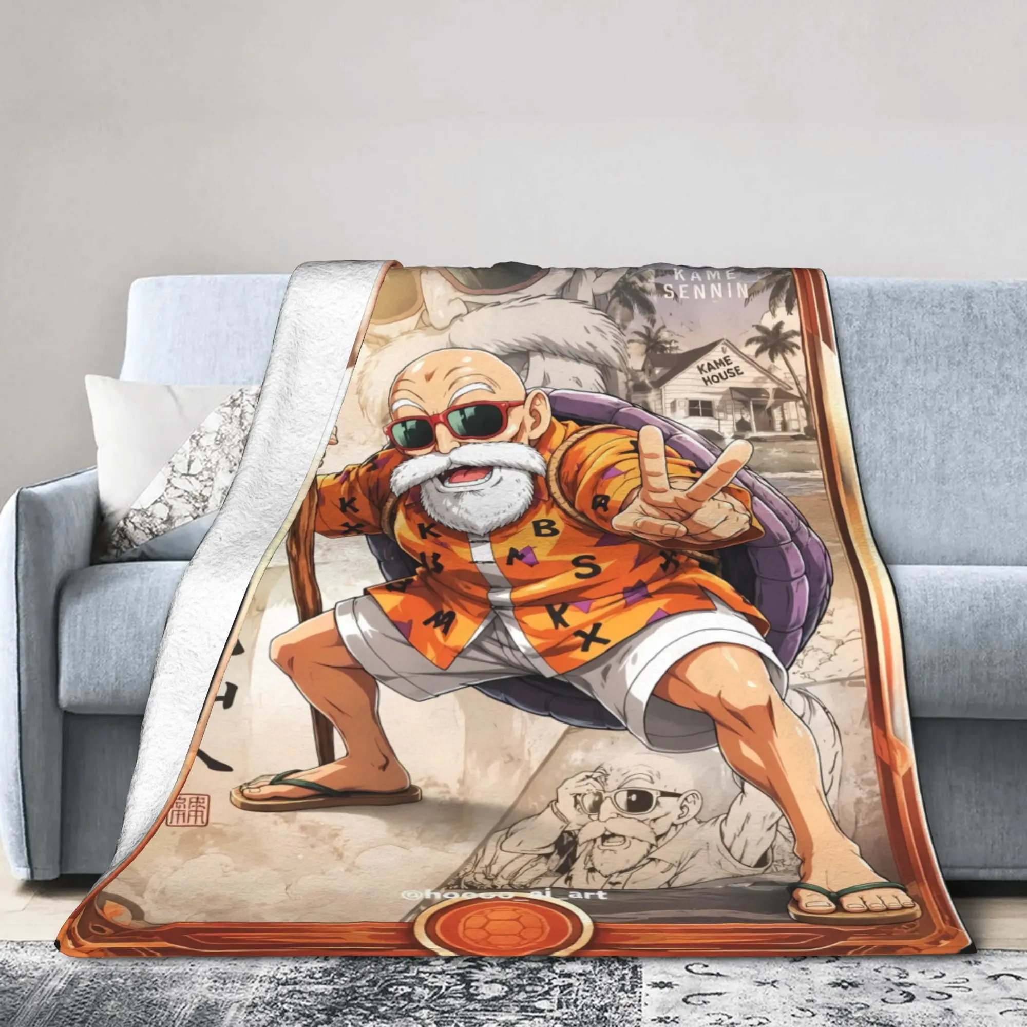 Warm Blanket Boy Girl Picnic New Anime Dragon Ball Master Roshi Throw Blanket  Flannel Bedspread For Living Room Sofa Bed Cover