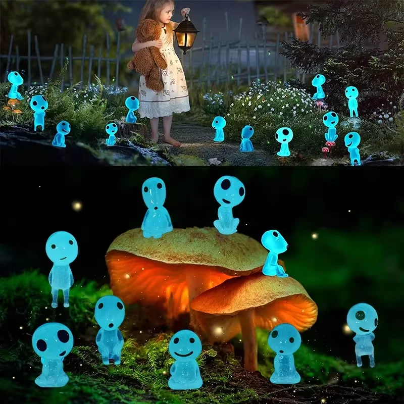10-Piece Set of Glow-in-the-Dark Princess Tree Fairy Figurines: Miniature Landscape DIY Decorative Ornaments, Garden Decor