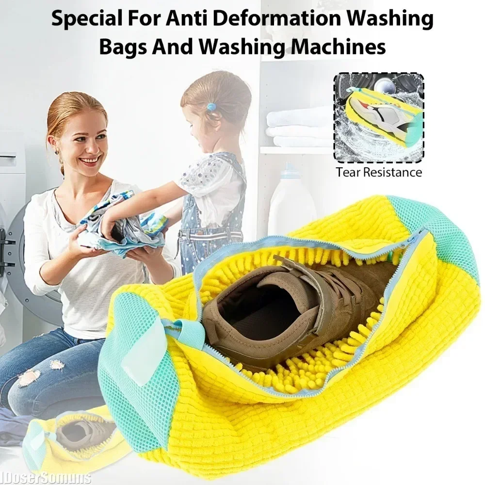 Remove Dirt Washing Bags 1/2PCS Washing Shoes Bag Cotton Laundry Fluffy Fibers Easily Anti-Deformation Shoes Clothes Organizer