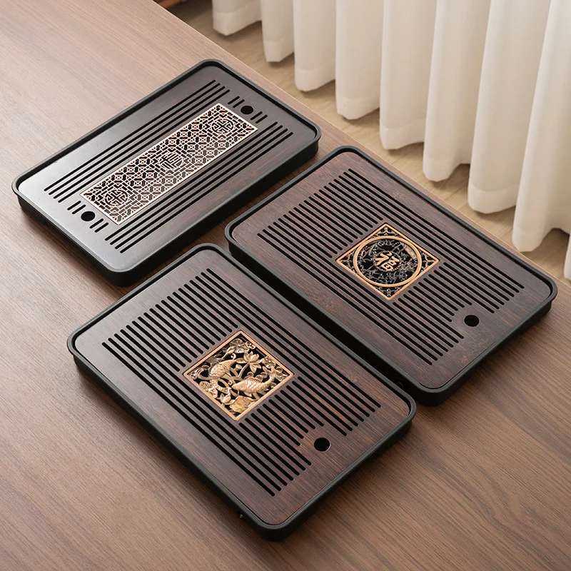 Бамбуковый чайный поднос для домашнего использования, дешевый чайный столик Kungfu Gongfu 43x26 см Бамбуковый чайный поднос для домашнего использования, дешевый чайный столик Kungfu Gongfu 43x26 см