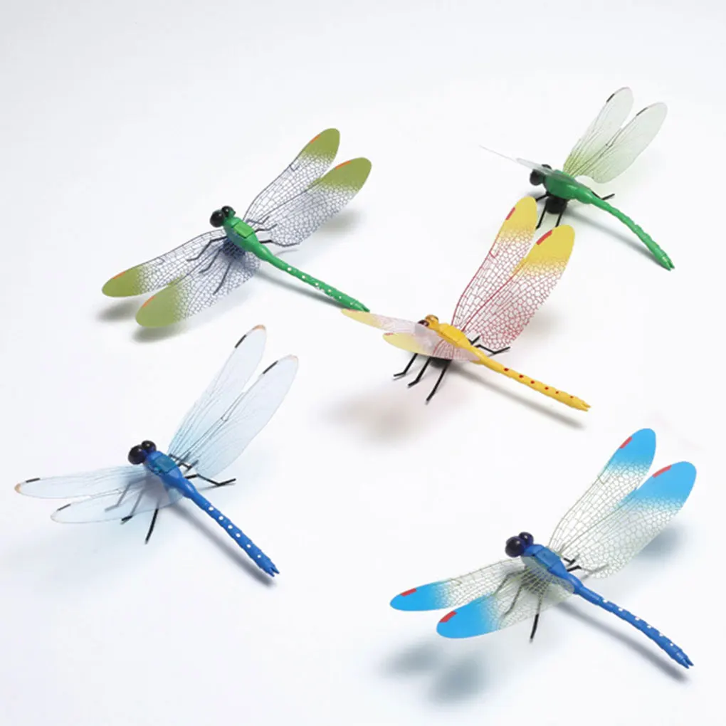 

5pcs Garden Dragonfly Decor Yard Ornament Artware Craft Prop Stake Decoration