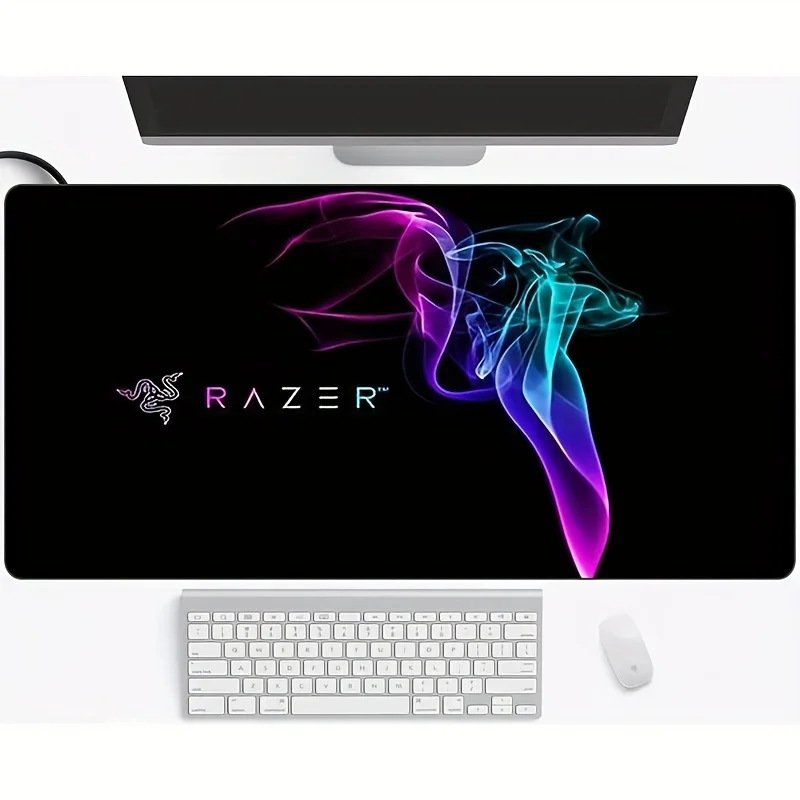 حصيرة مكتب ألعاب كبيرة مرخصة من Razer مع شعار Razer المتوهج - حصيرة مكتب كمبيوتر طويلة جدًا، قاعدة مطاطية غير قابلة للانزلاق وسطح، E #4