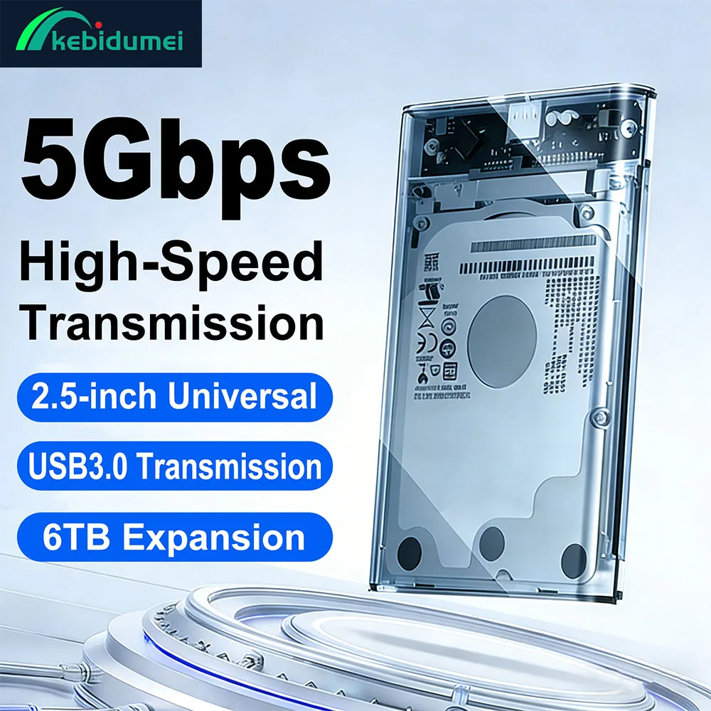Kebidumei Transparent HDD Case Caddy Box HDD Enclosure 2.5 Inch SSD SATA To USB 3.0 Type-C 3.1 Adapter External Hard Drive Box