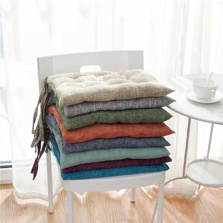 Anti Slip Thickened Seat Cushion, Simple Nordic Solid Cotton Hemp