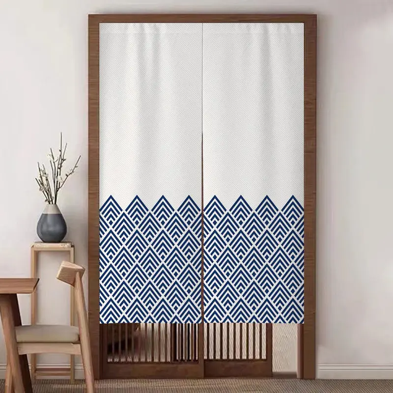 Japanese Vintage Fan Pattern Noren Door Curtain - Traditional Aesthetic Art Kitchen Bedroom Half Length Privacy Drape
