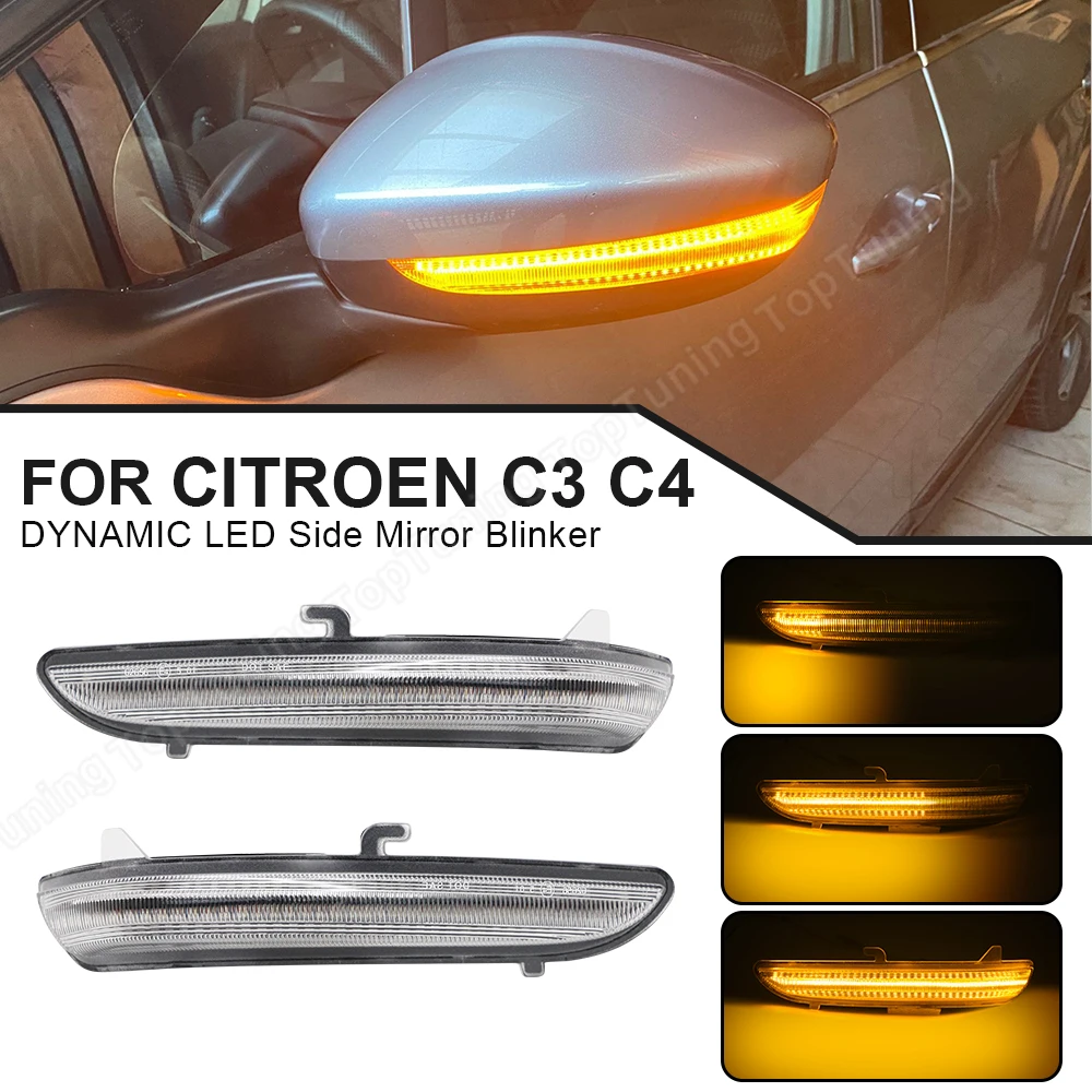 

For Citroen C3 C4 Cactus For Peugeot 208 2008 2012 -2021 Dynamic LED Side Mirror Blinker Indicator Lamps Turn Signal Lights