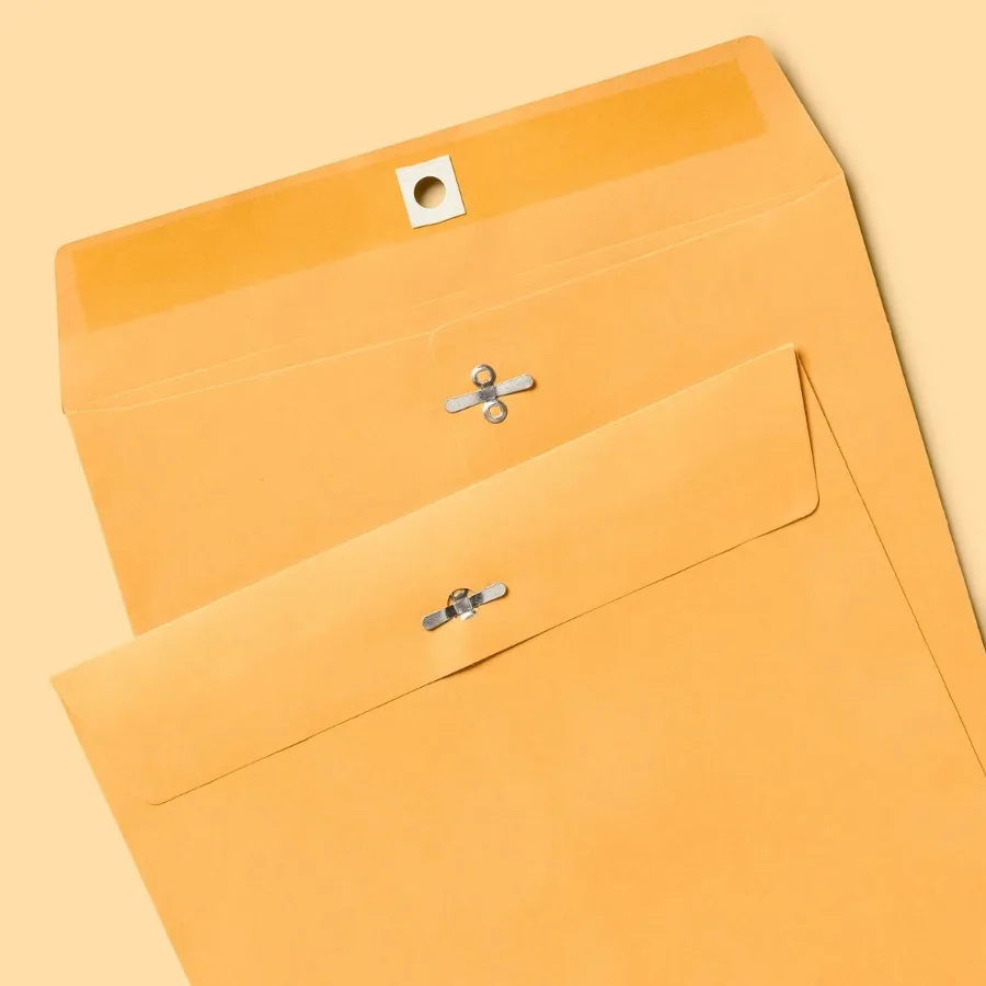 4ct 9" x 12" Clasp Closure Manila Envelopes, Beige Large Paper Mailing Envelopes for Office Stationery, 4 Pack