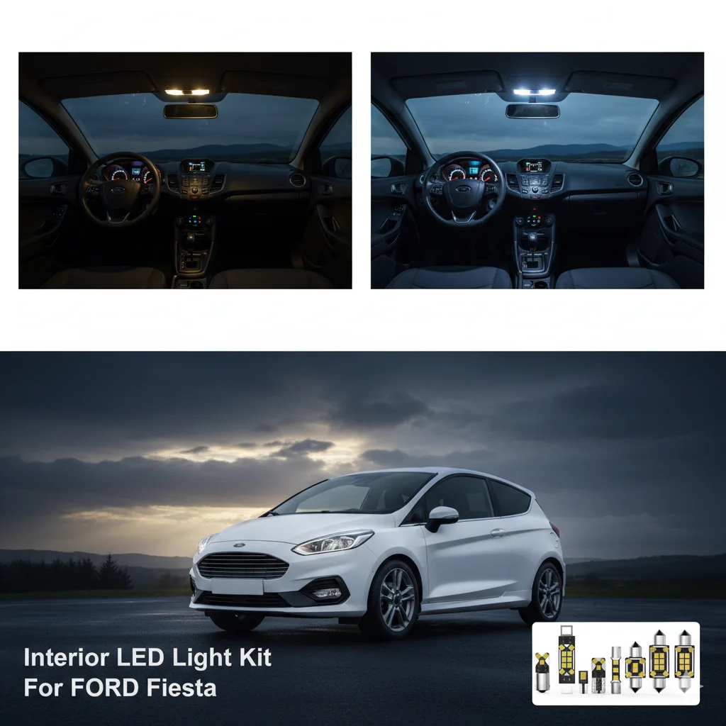 

11PCS For FORD Fiesta Sedan Hatchback 2010 2011 2012 2013 2014 2015 2016 2017-2020 Car Interior Light LED Kit White Canbus