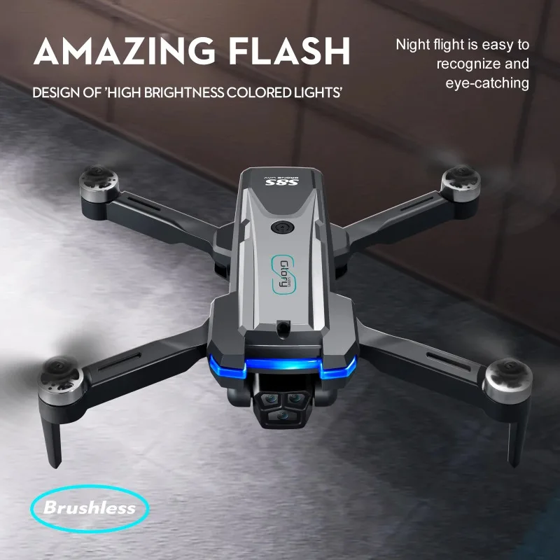 FYZS S8S Dobrável Quadcopter RC Drone com Motor Brushless, Câmera FPV 3 ESC, Fluxo Óptico, Evitar Obstáculos em 360 °, Modo Headless