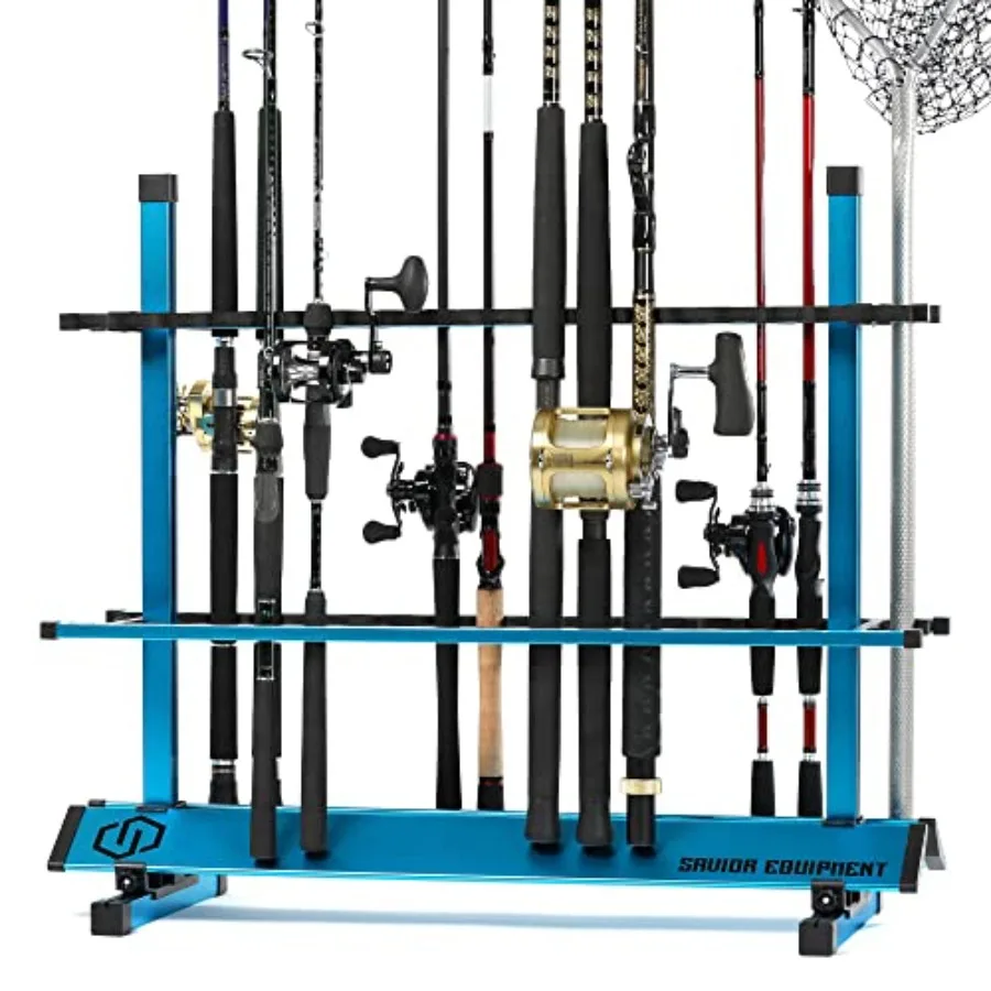 

Fishing Rod Rack Holder Organizer, 24-48 Slots to Hold Fresh Salt Water Spinning Rods and Reel Combo, Lightweight Aluminum Vert