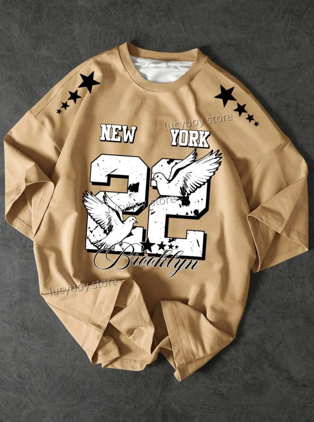 Fashionable new men's summer training New York 22 print micro elastic breathable round neck T-shirt outdoor casual top