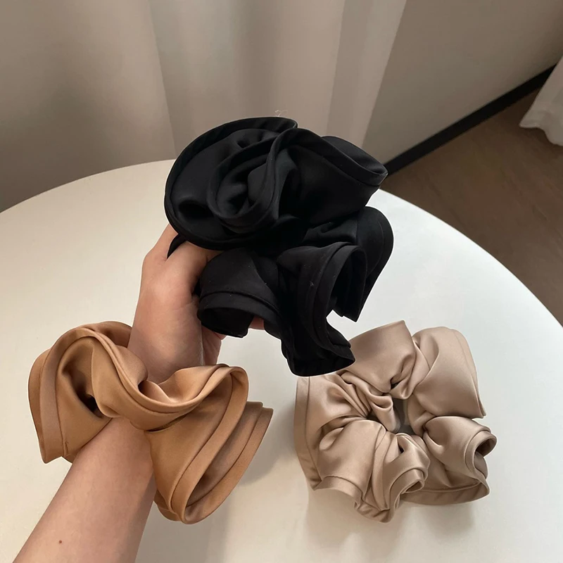 Oversized Satin Scrunchies Hair Ties Women Luxury Vintage Large Elastic Hair Band Mesh Scrunchy Lady Hair Accessories for Girls