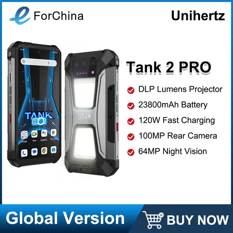 Unihertz 8849 Tank 2 PRO Wytrzymały Smartfon z Projekcją, Wyświetlacz 6.79" 2.4K, 12GB RAM, 256GB Pamięci, Bateria 23800mAh, Ładowanie 120W, Aparat 100MP, 4G Android 14, NFC