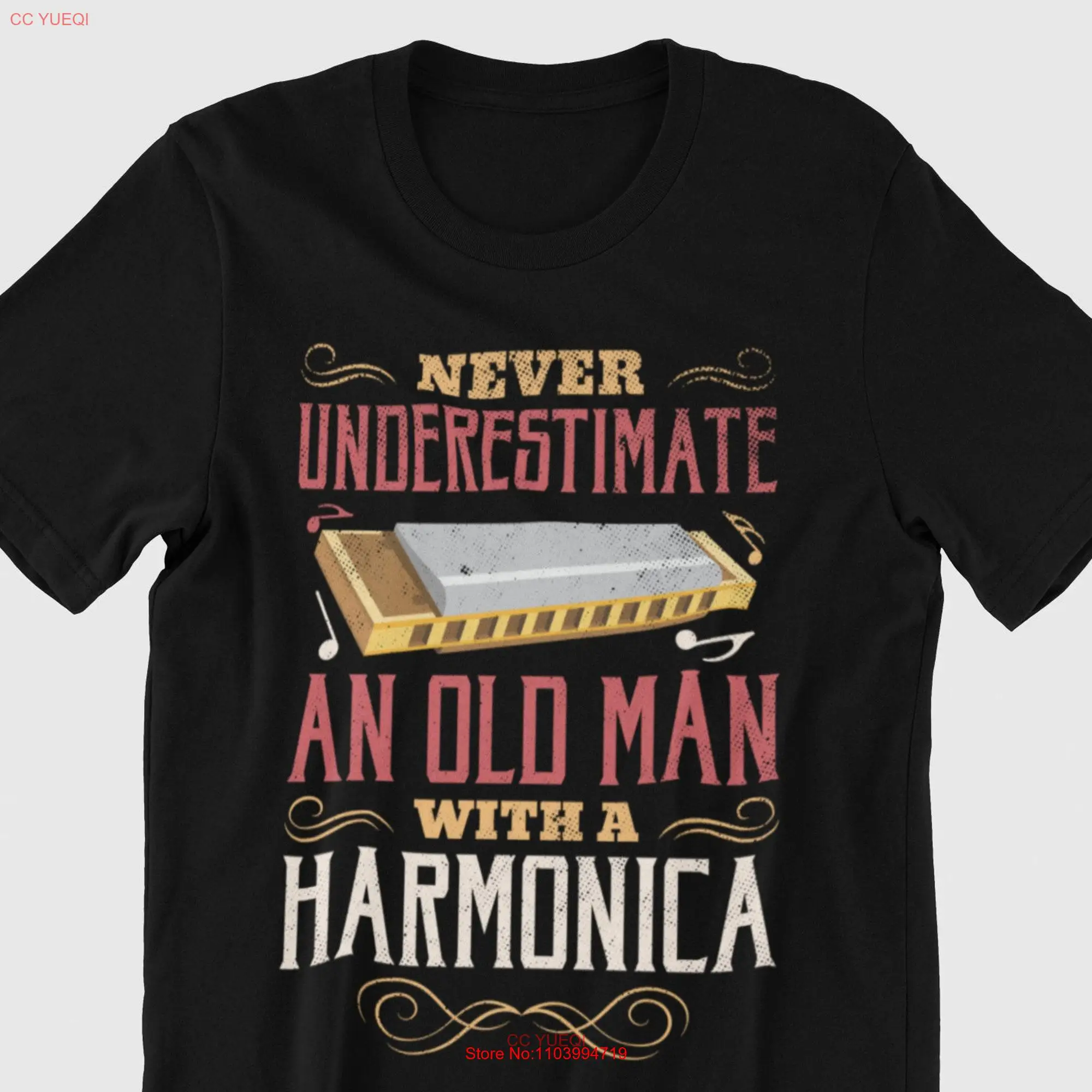 Harmonica Vintage Retro Player T shirt Harmonic Musical Instrument Music Band Playing Jazz Teacher Blues Festival