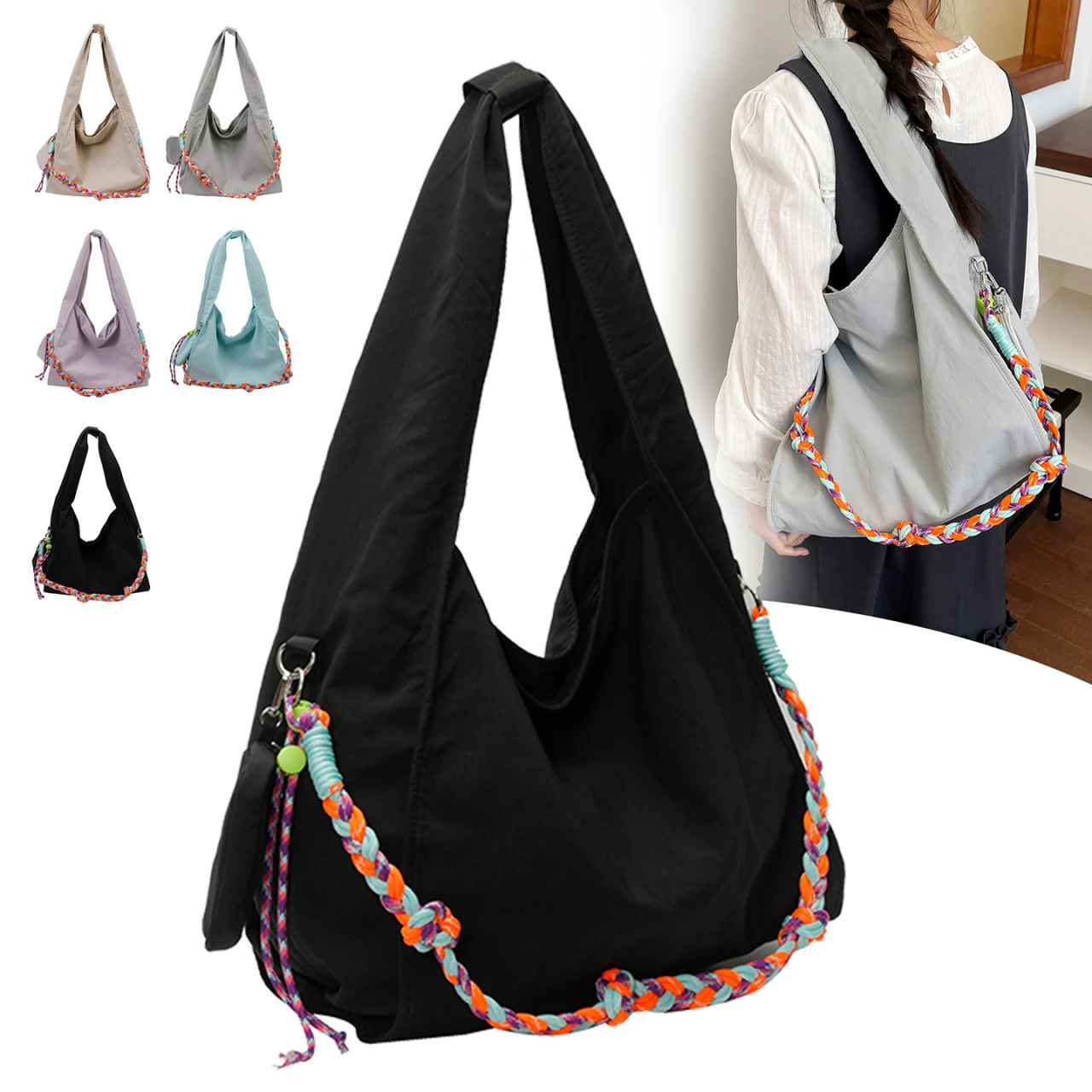 

1 Large-Capacity Women's Shoulder Bag: Simple, Lightweight Women's Tote Bag, Nylon, Trendy Women's Commuter Crossbody Bag