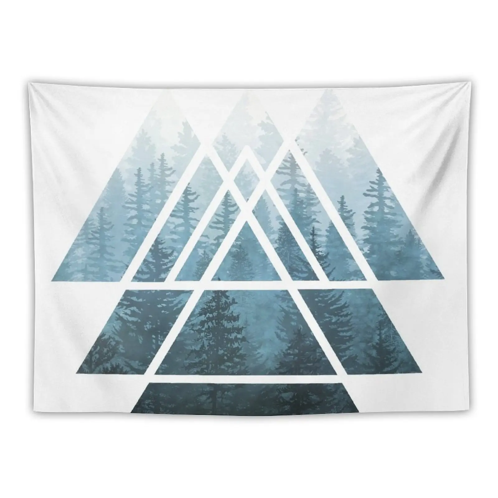 New Sacred Geometry Triangles - Misty Forest Tapestry Room Decor Aesthetic Decorative Wall Tapestry