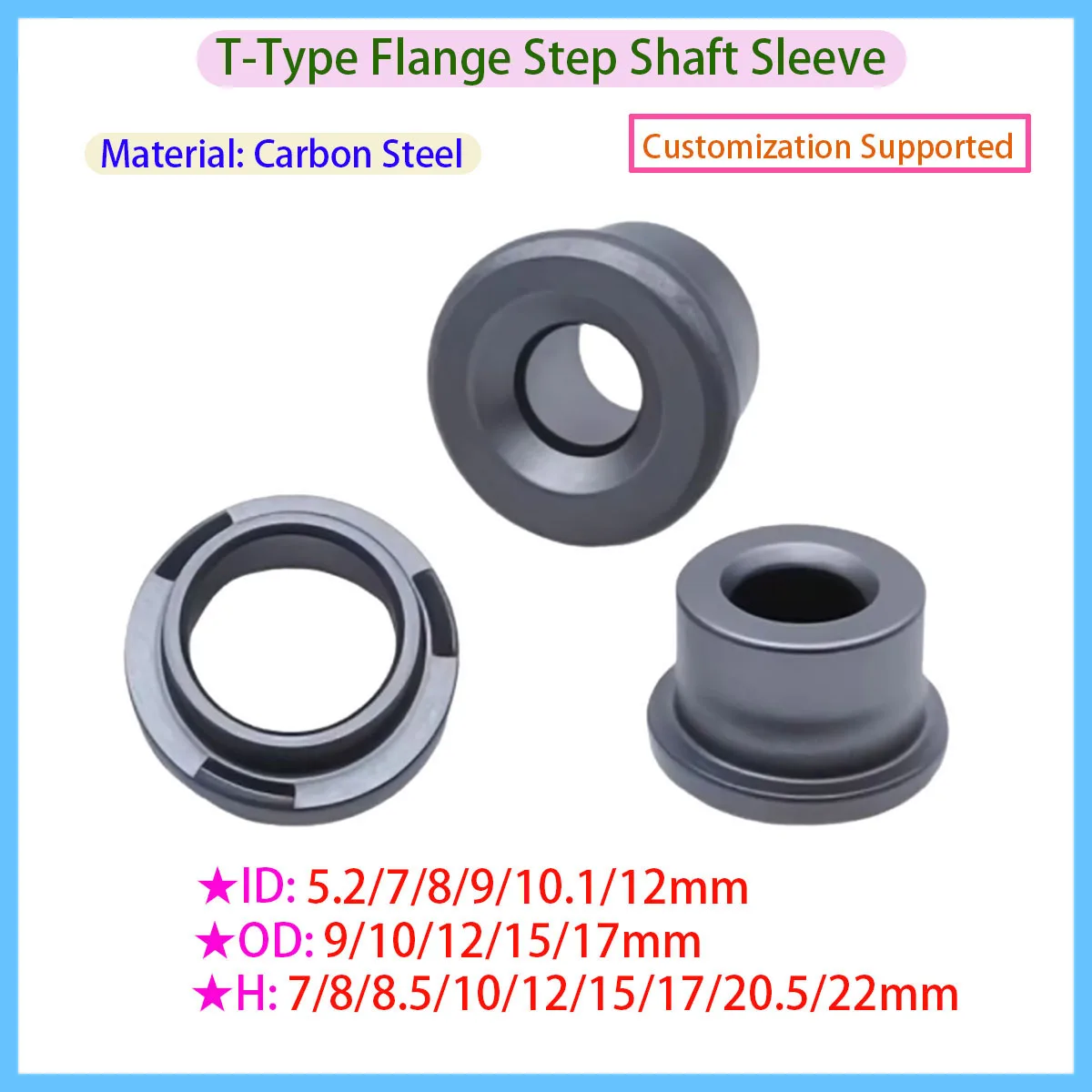 

T-Type Flanged Bushing Shoulder Bushing Steel Sleeve Step Bushing Jig Bush Wear-Resistant Guide Bush Spacer Sleeve