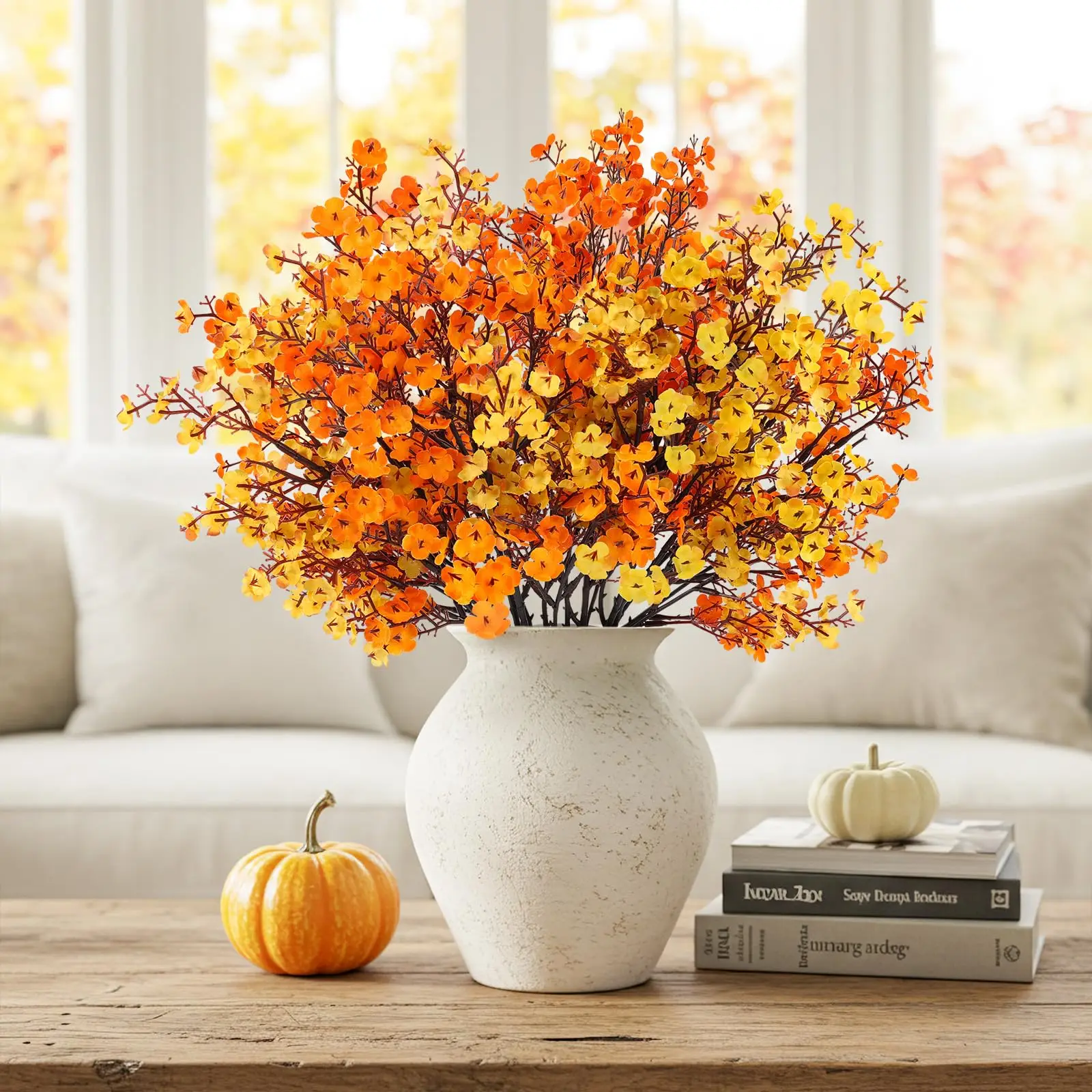 5 Stücke Künstliche Blumen Herbst Babys Atem Gefälschte Pflanzen Hause Hochzeit Herzstück Tisch Thanksgiving Party Herbst Raumdekorationen – Detail 1