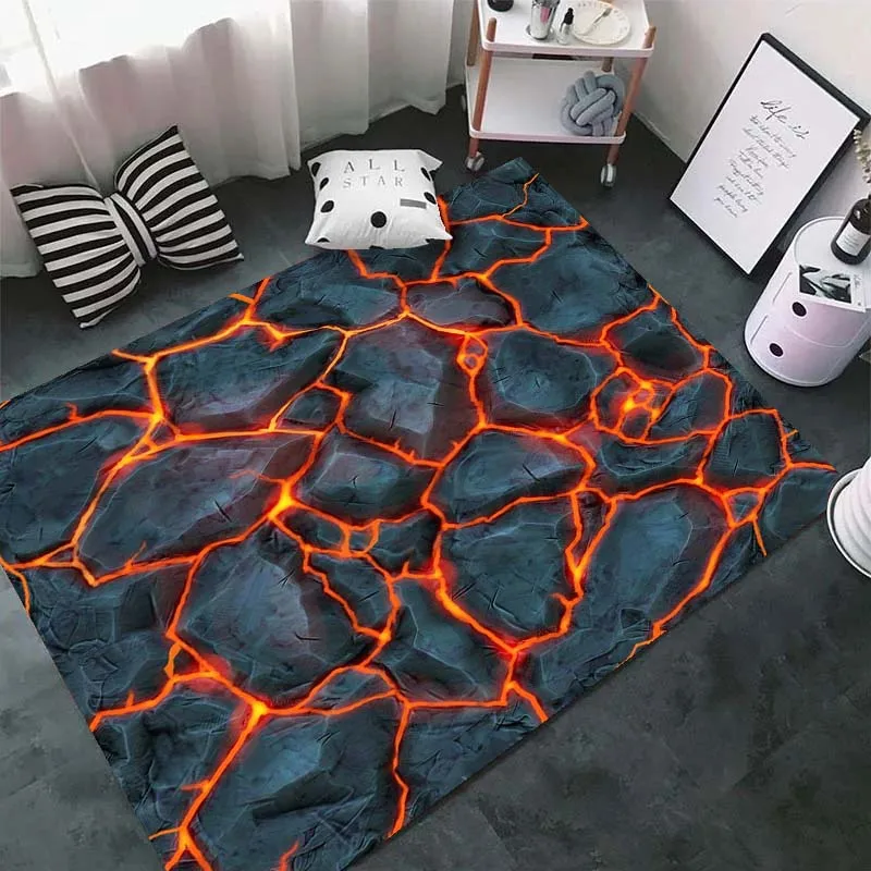 Magma Volcano Lava Hot Liquid Rock Area Rugs for Living Room Bedroom Decoration Home Rug Children Play Room Mat Anti-slip Carpet