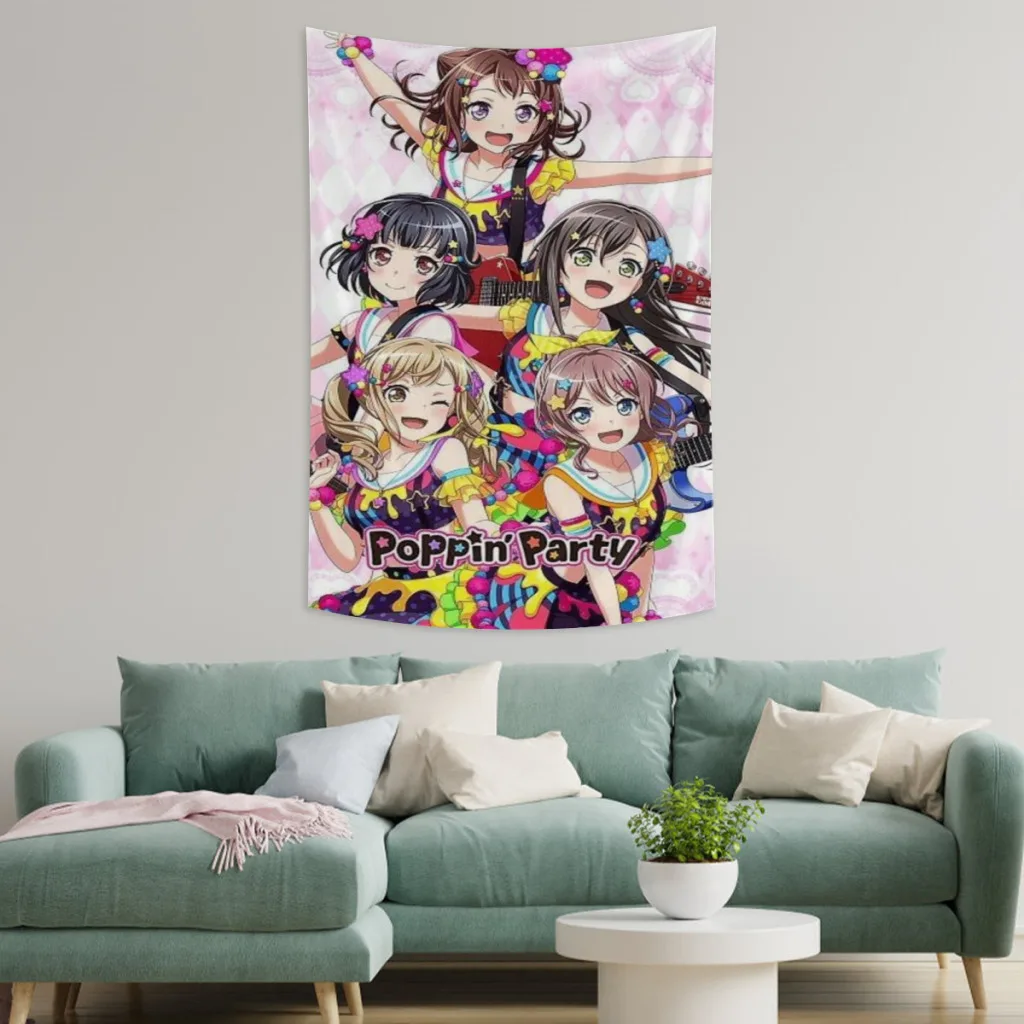 Poppin Party Tapestry Kawaii Japanese Anime Cute Home And Decoration Wall Art Tapestries