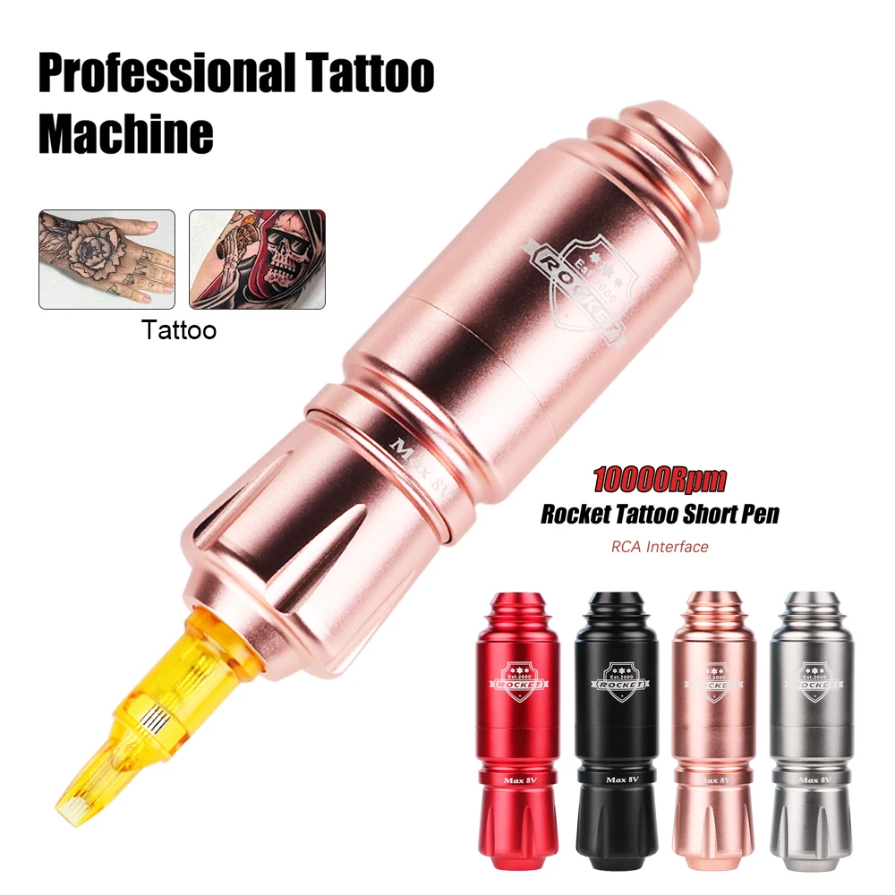 Newest Mini Rocket Tattoo Pen RCA Connector Short Rotary Tattoo Pen Cartridge Machine Professional Body Tattoo Permanent Makeup