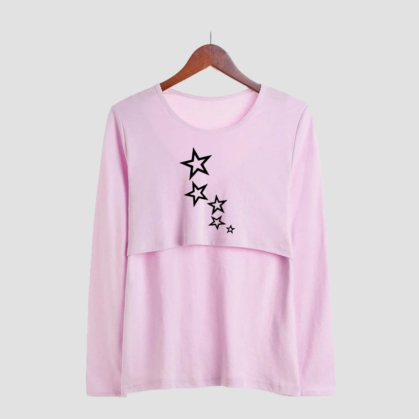 

Women Maternity Breastfeeding Tee Nursing Tops Pregnant Five-pointed Star Print T-shirt Maternity Clothing Tees spring autumn