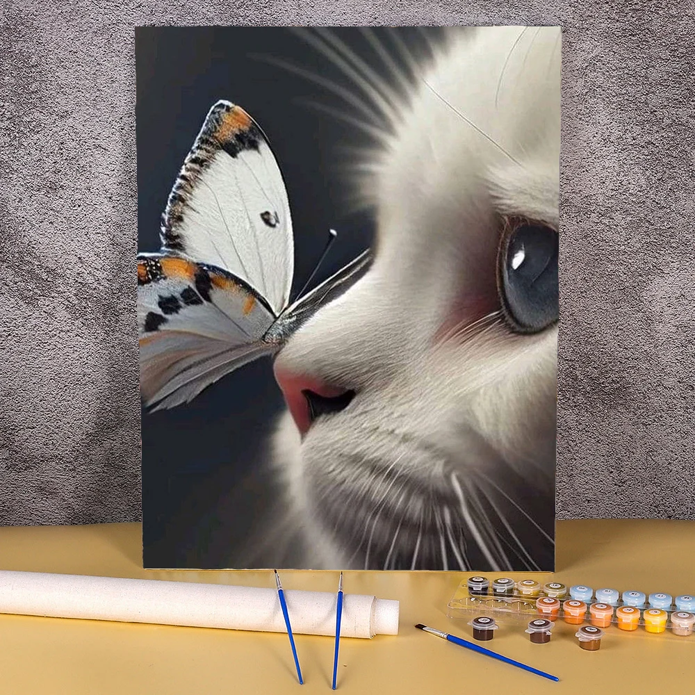 

Diy Painting By Numbers Kits Butterfly Cat Figure Painting Frameless Acrylic Coloring By Numbers Wall Art Room Home Decoration