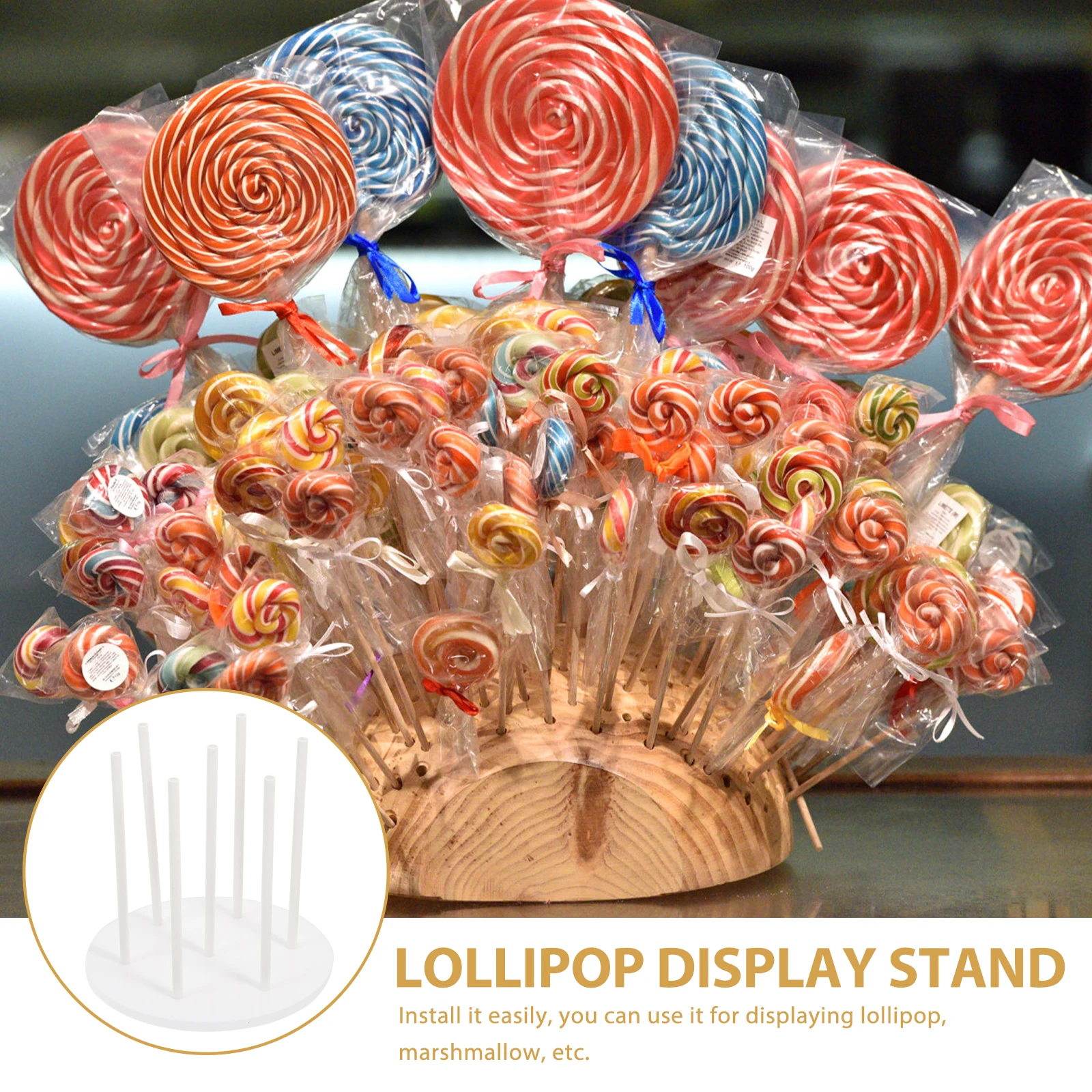 

2Pcs Smooth Edges Acrylic Lollipop Holder Safe and Attractive Display for Cakes Candies Birthday Wedding Events