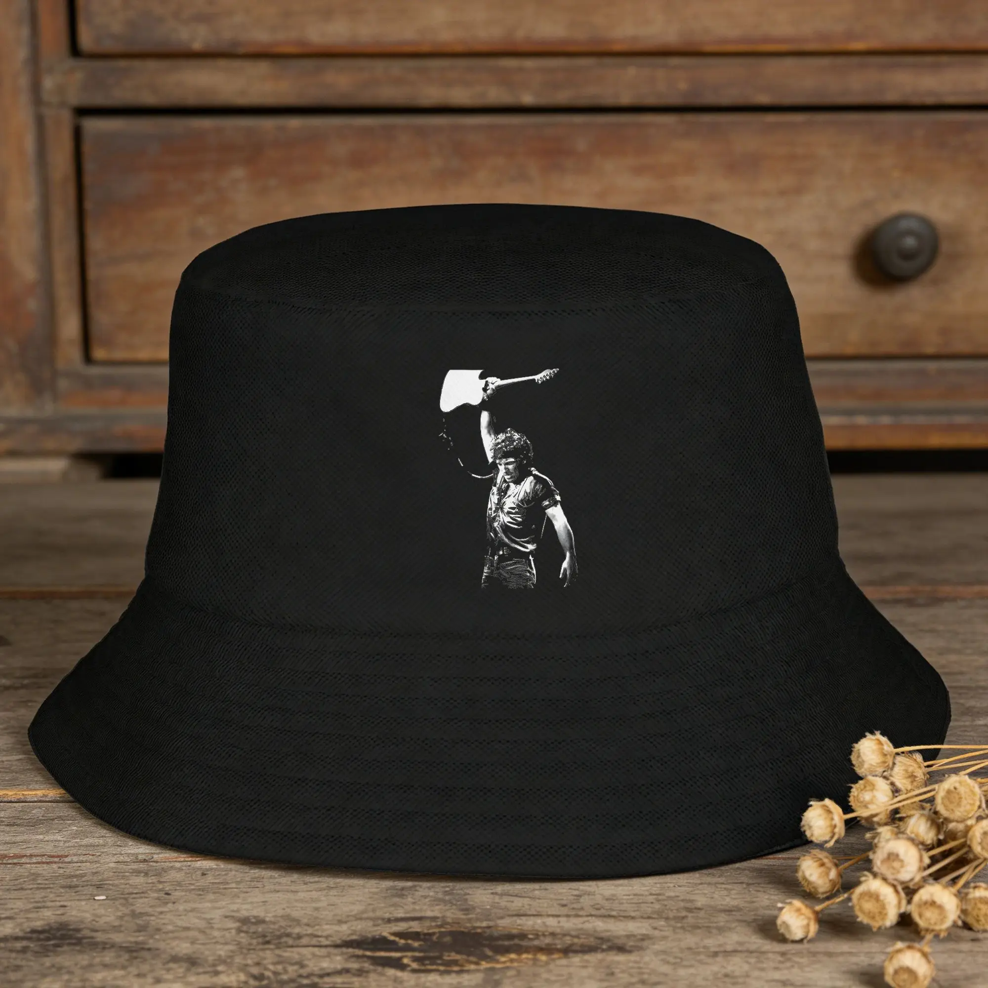 Bruce Springsteens Music Bucket Hat  Harajuku Fisherman Caps For Unisex Casual Travel Hiking Visor Hats Portable Custom Cap