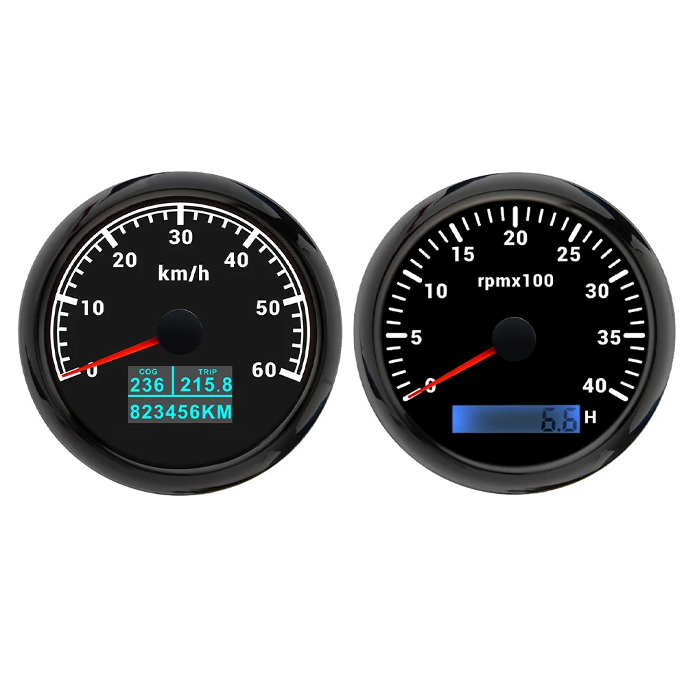 

Newest 85mm GPS Speedometer 60knots 120KMH 0-200km/h + 0-4000RPM 0-8000RPM Tachometer with 7 Colors Backlight for Yacht Car Boat