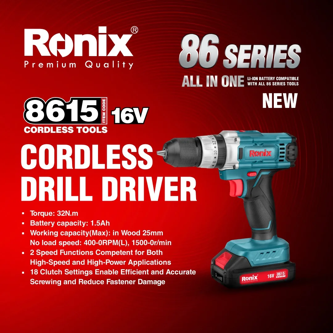 Ronix 86 Series All in One 20V Professional Cordless Power Tools Combo Set Kit