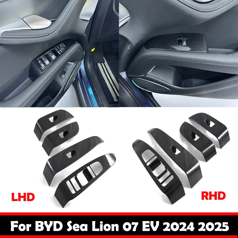 LHD RHD For BYD Sealion 7 Sea lion 07 EV 2024 2025 Interior Door Window Lift Glass Switch Buttons Cover Molding Car Accessories