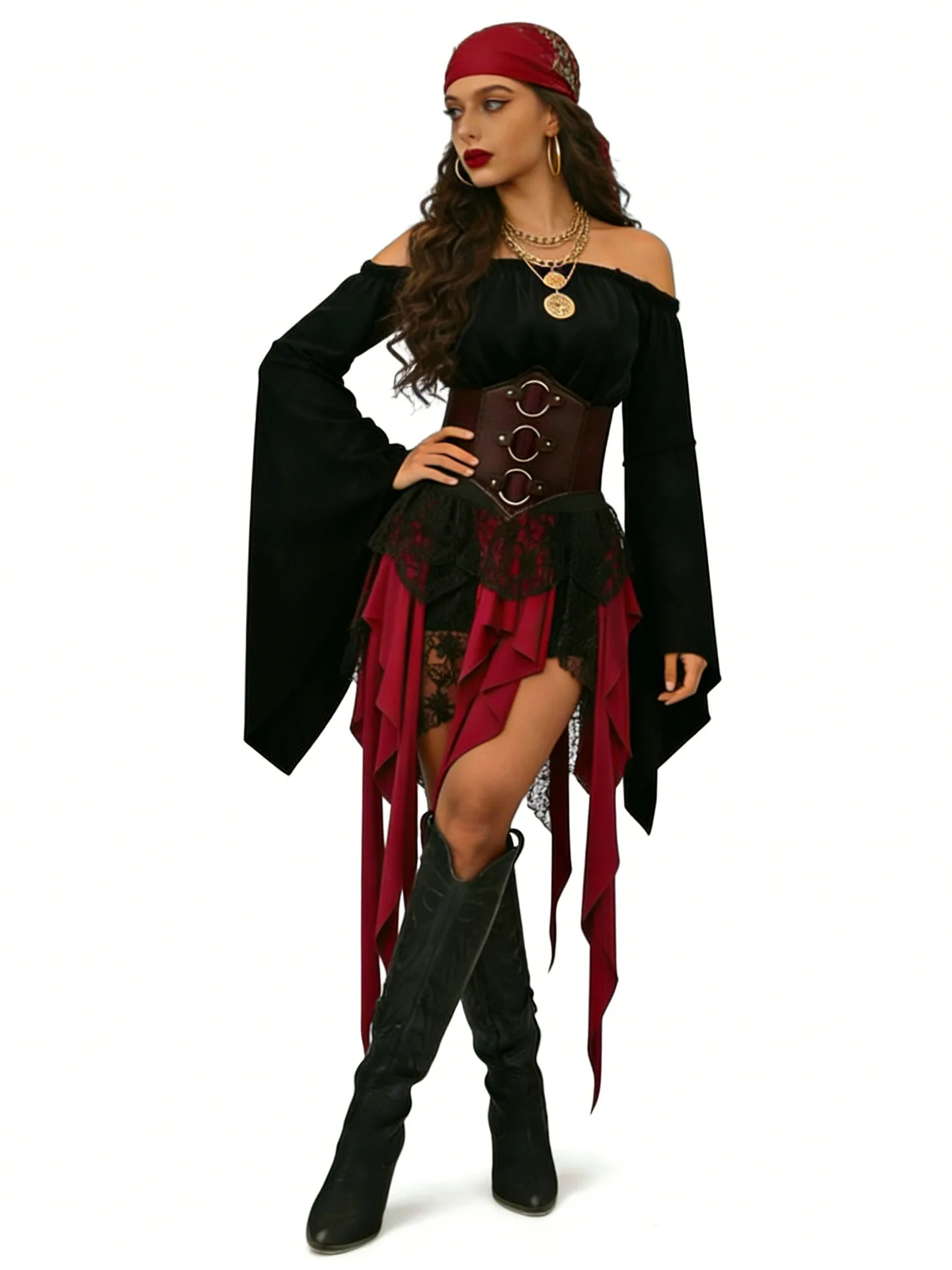 

Medieval Pirate Women's Shirt Halloween Cosplay Role-playing Stage Performance Costume Cross-border Traditional Chinese Tang ...