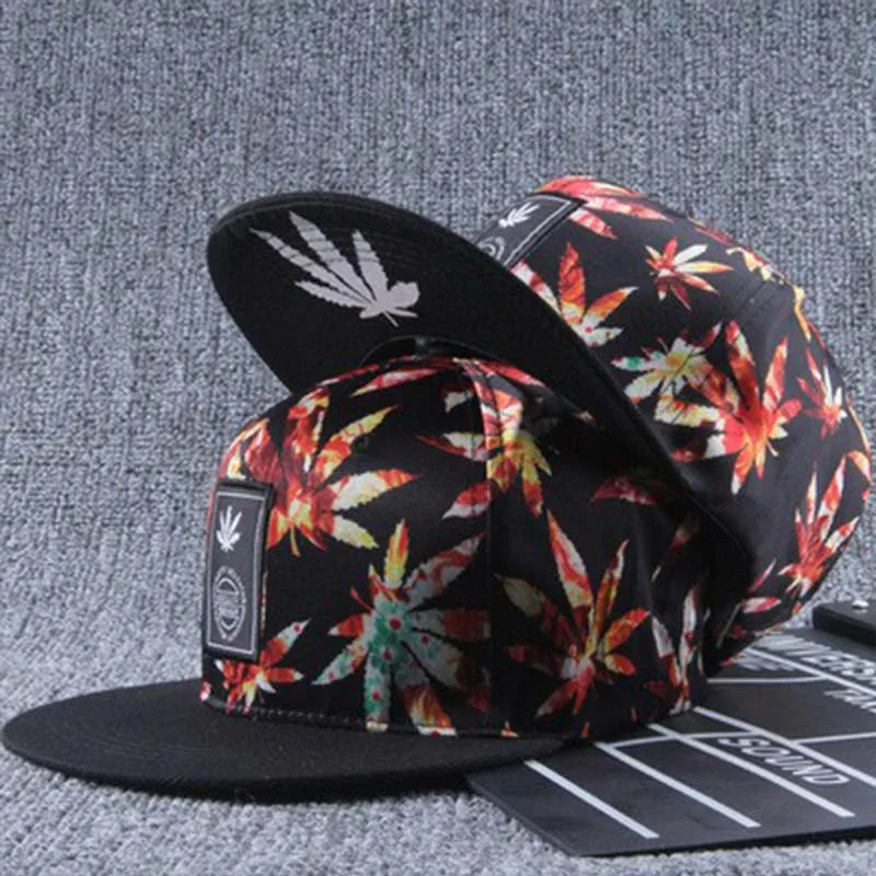 Unisex Fashion Maple leaf Printing Baseball Cap Snapback Cowboy Hat Men Adjustable Summer Couple Hip Hop Hats